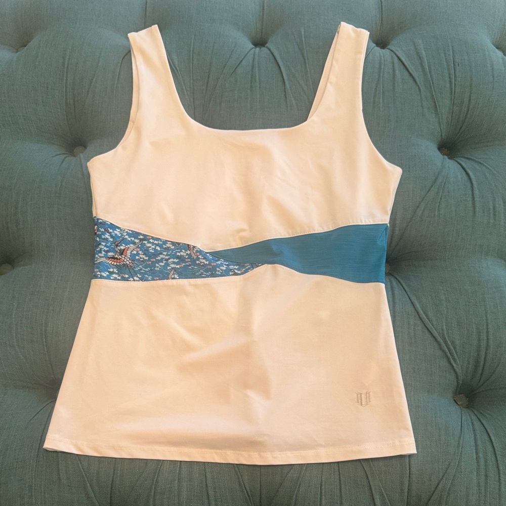 White and Teal Women's Tennis Top